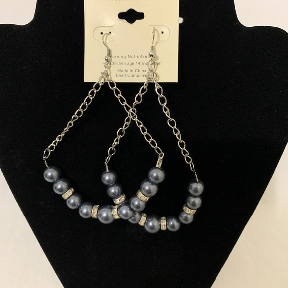 NWOT Marysol Earrings Slate Blue with Silver - Picture 4 of 4